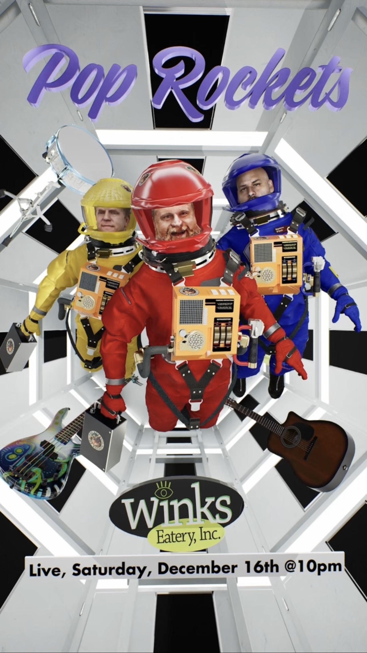 Pop Rockets show poster for Winks Eatery on December 16, 2023